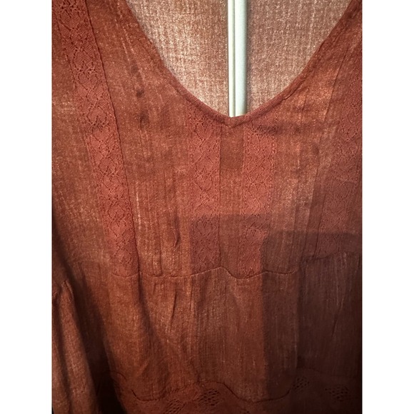 NWT Rewind Peasant Blouse Burgundy Long Sleeve Sz L - Picture 4 of 8